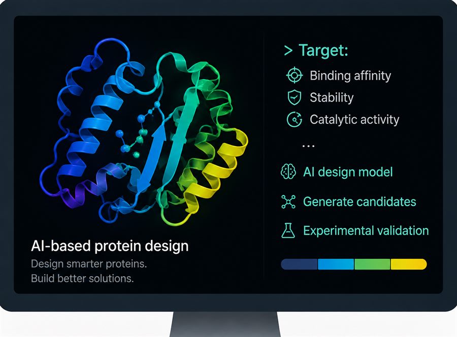 Conceptual visualisation of computationally designed protein structures